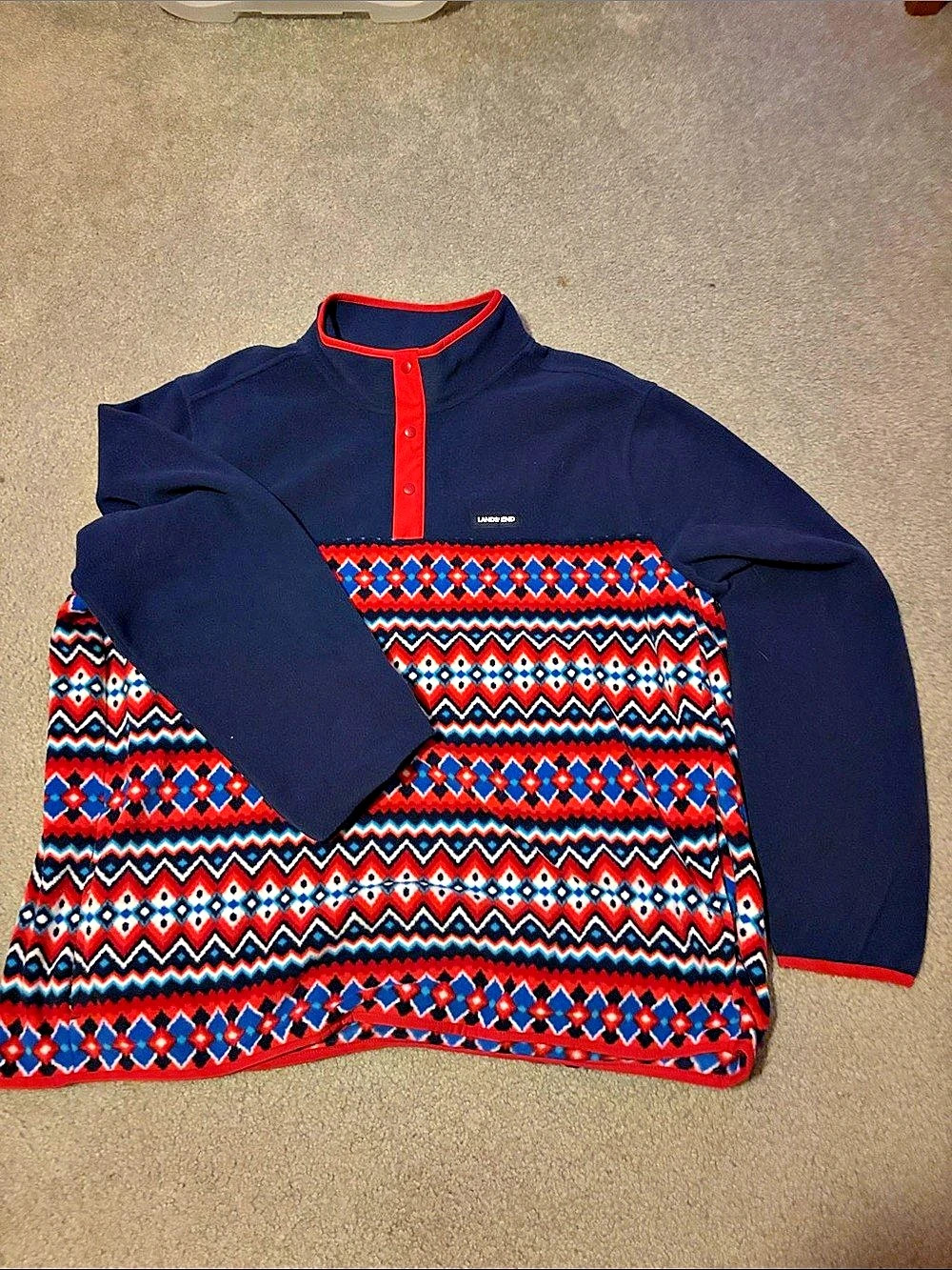 Lands' End Anyweather Fleece Snap Neck Pullover Women’s XXL